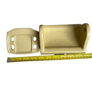 Vintage Porcelain Bathroom Fixtures Yellow Toothbrush Mount Toilet Paper MCM